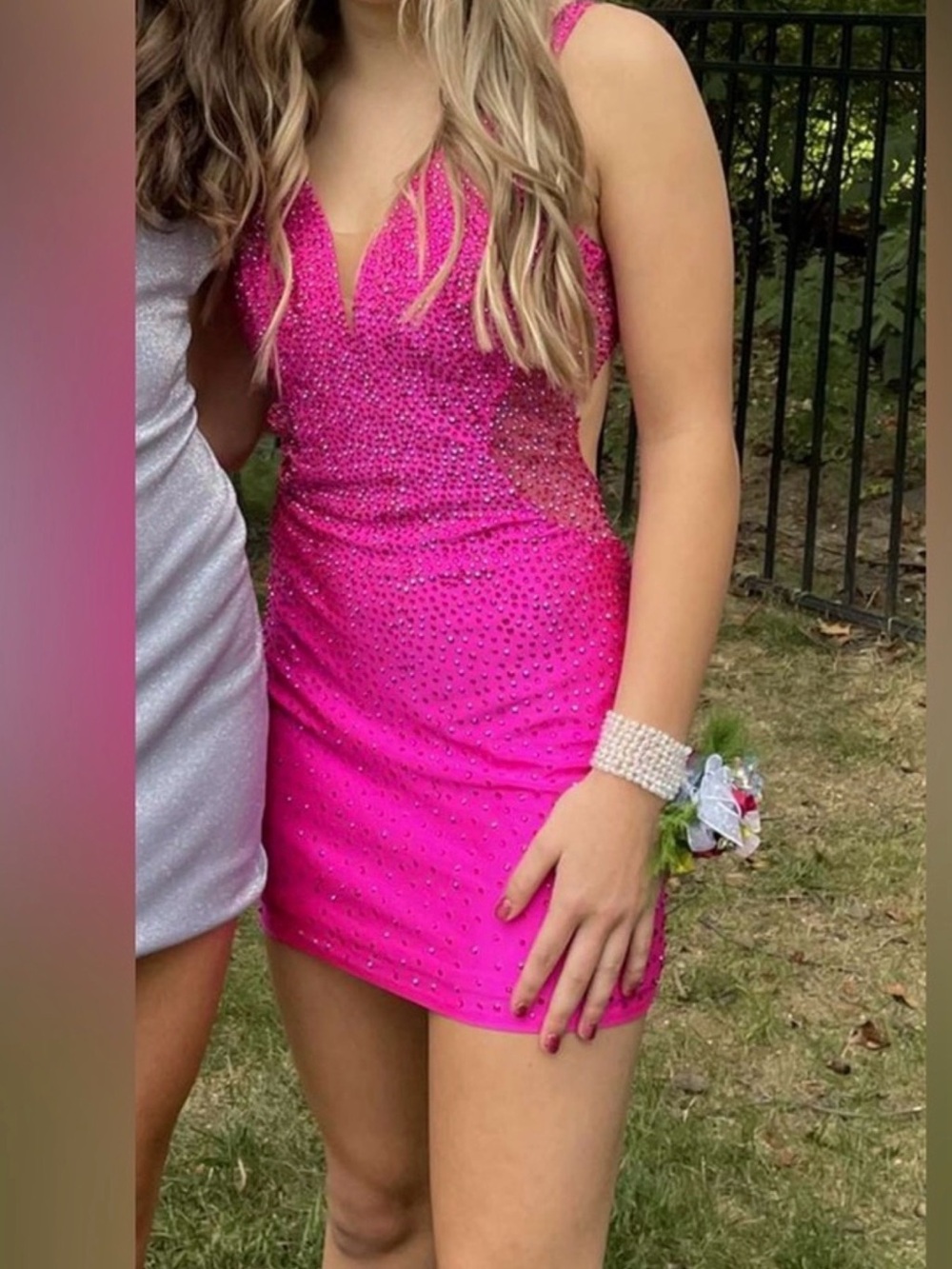 Hot Pink Rhinestone Mini Dress Faviana Size 2